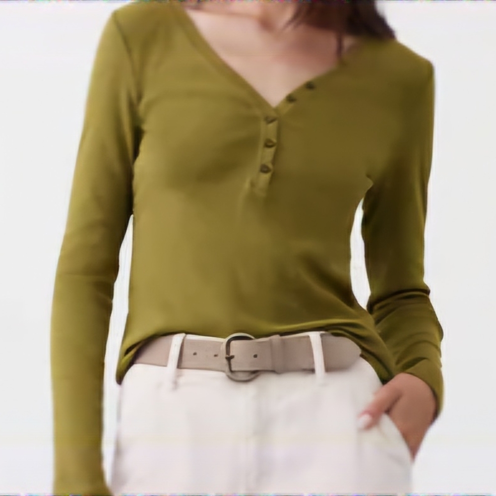 NWT Olive Green  Women's Henley Top